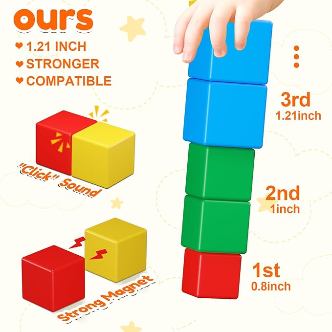 Magnetic Blocks for Kids Ages 3-5 4-8 Magnetic Building Blocks for Toddlers Magnet Cubes Sensory Creative Learning Toys Gift for Kids 3 4 5 6 7+Year Old Boys Girls Birthday