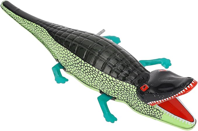 Wind Up Crocodile Toy, Vintage Iron Clockwork Toy with Crawling, Handcrafted Retro Desktop Decor for Office & Home, Unique Collectible Gift for Adults (Green)