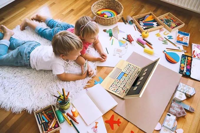 Montessori Toys 11.8" Laptop Preschool Learning Activities 3 Year Old Boy Gift, Pretend Play Toddlers Birthday Gift ,Learning and Educational Toys for 3 4 5 6 7 8 Year Old Kids