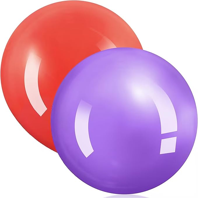 Jenaai 2 Pcs 30 Inch Large Bouncy Balls Giant Inflatable Rubber Kickballs Big Outdoor Exercise Jumping Hopping Ball for Outdoor Activity Sports Party Decor(Red, Purple)