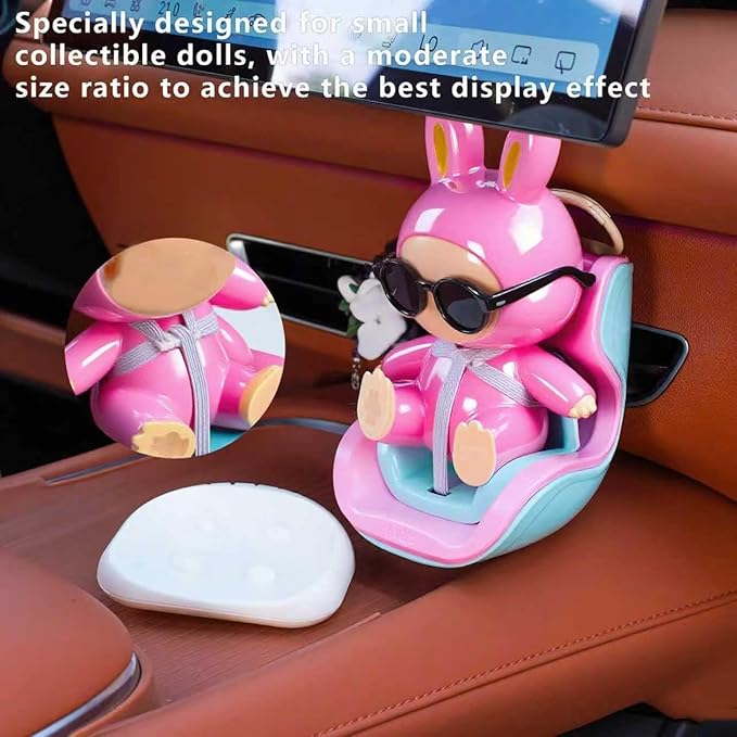 Doll Car Seat for 6-7 Inch Dolls with Elastic Strap & Magnetic Base - Vent Clip Mount and Desk Stand, for Blind Box Collectors