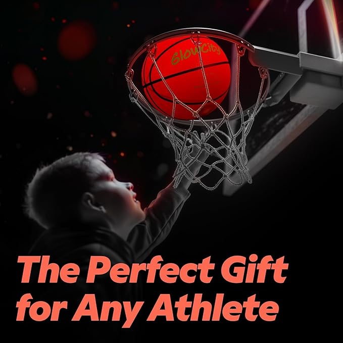 GlowCity Glow in The Dark Basketball - Size 5, 6, 7 Light Up Ball for Kids, Teens & Adults - Night Outdoor Games - Sports Birthday Gifts Ideas for Boys Ages 6 7 8 9 10 11 12 13 14 15