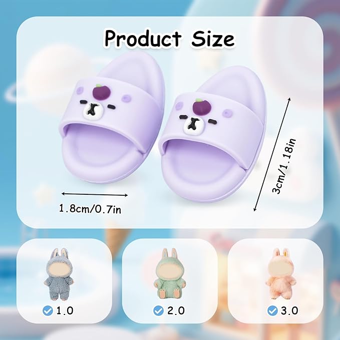 Summer Sandals for Dolls Open Toe Slippers, Cute Accessories for Photography, Display & Collectors Age Limit 15 （Purple）
