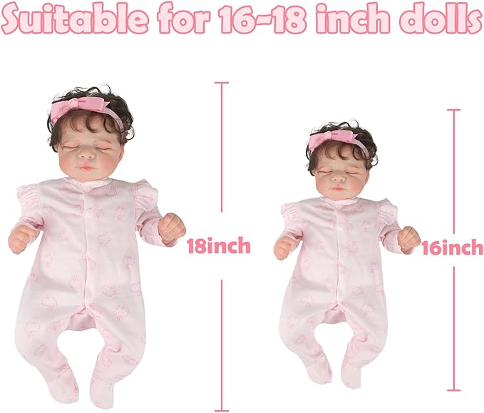 CARANOVO Realistic Reborn Baby Doll Clothes 16-18 inch 2pcs Pink Outfits Clothing Set Accessories Suitable for Reborn Babies and Newborns