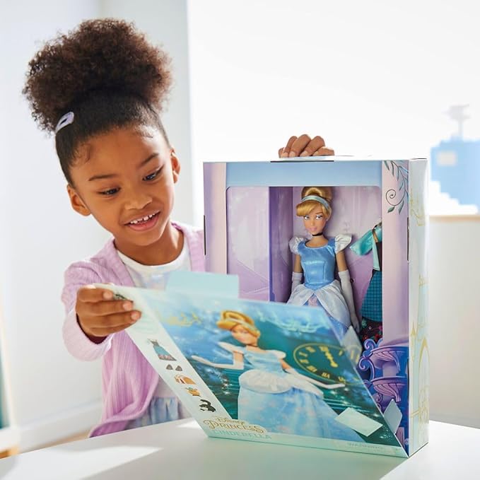 Disney Store Official Cinderella Story Doll - 11 Inches - Includes Coloring Book and Additional Dress, Princess Doll in Classic Outfit, Disney Princess Toys for Girls