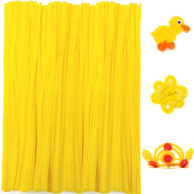 Praisebank Yellow Pipe Cleaners for Crafts, 200pcs, Chenille Stems for DIY Projecets, Arts & Crafts Supplies for Festival Party Decorations