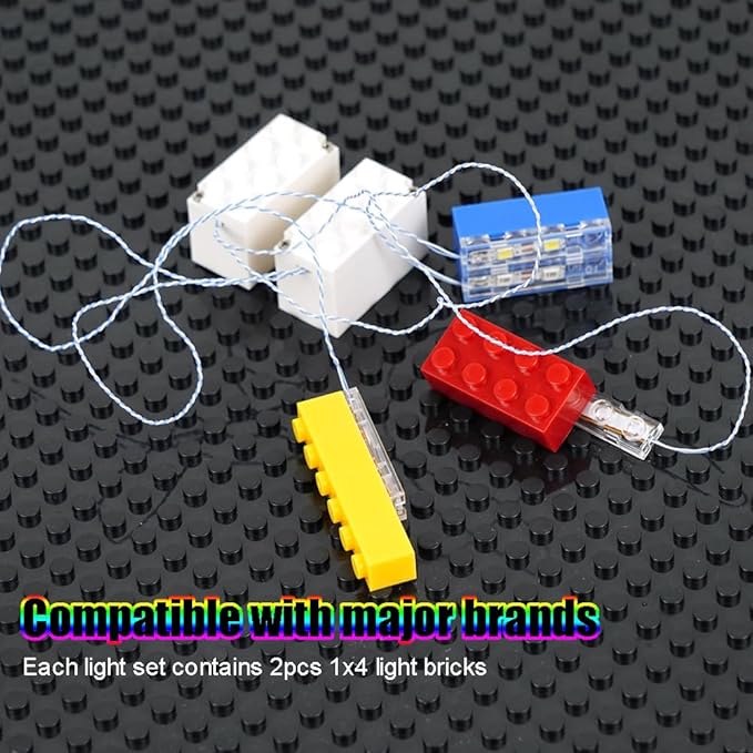Light Up Bricks, 2 Sets 1X4 LED Lighting Kit, Classic DIY Lights Accessories Compatible with Major Brands