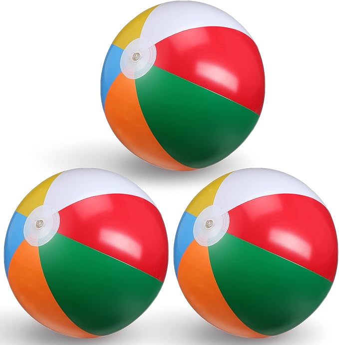 Tatuo Beach Balls 3 Pcs 12 Inch Inflatable Ball Beach Ball Swimming Pool Ball Enjoyable Pool Float Balls for Outdoor Activity Birthday Summer Party Favors Water Toys (Classic Style)