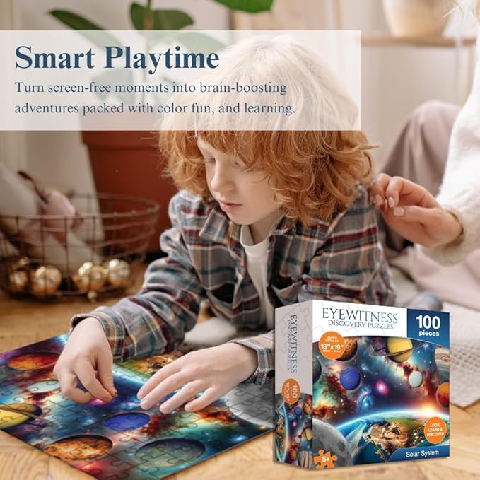 Eyewitness Discovery Puzzle T-Rex Dinosaur, 100 Piece Jigsaw for Kids, Educational Learning Toy for Boys & Girls, Children Ages 5+