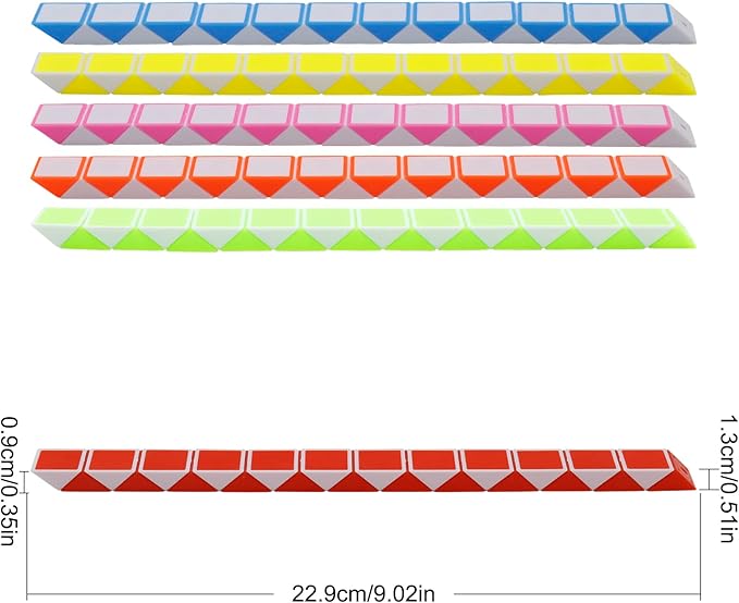 12 Pack 24 Blocks Mini Fidget Snake Cube Mini Twist Puzzle Cubes Magic Speed Cubes Toy for Kids Party Bag Fillers, Party Supplies