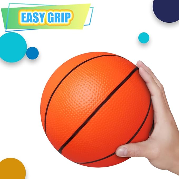 Dilabnba 8" Mini Rubber Replacement Basketballs for Basketball Hoop/Pool, Kids Toddler Soft Beach Bouncy Ball Sports Party Game, Junior Balls Indoor Outdoor Arcades Games, Lightweight (4PCS)