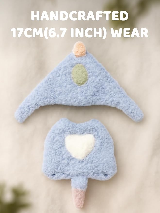 Clothes for LABUBU 17cm Doll (NO Dolls), Dinosaur Outfit for LABUBU, Dino Dolls Keychain Accessories, Faking Animal Style Outfit Jumpsuit Dinosaur Costume for LABUBU (Light Blue)