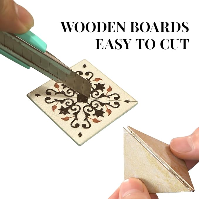 iLAND Dollhouse Flooring on 1/12 Scale 1/6 Scale, Miniature Dollhouse Accessories, 60pcs Double-Sided Dollhouse Floor Tiles (60pcs Noble Swords in Vines & Twill Marbeling)