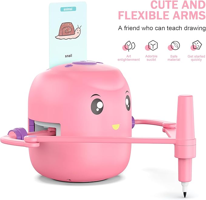 Smart Drawing Robot for Kids,Montessori Educational Painting Toy for 5+ with Voice Interaction&16 Color Pens,Magic Drawing Robot with 150 Learning Word Cards ,Ideal Gift for 5+ Year Old Boys Girls