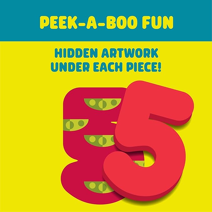 Chuckle & Roar - Wooden Puzzle ABC and 123 Theme 2 Pack - Peek a Boo Learning Puzzles for Toddlers - Hidden Pictures Under Each Piece - Educational Wooden Puzzles for Kids Ages 3+