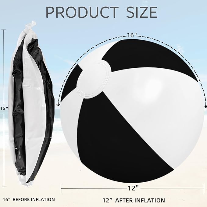 6 Pack Beach Balls, Large Inflatable Beach Balls Bulk, for Parties, Beach, Pools & Play