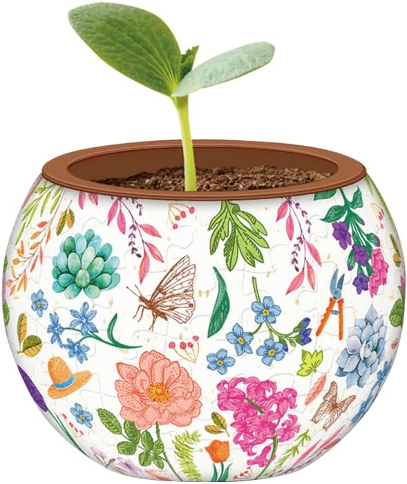 PieceRelax 3D Puzzle Planter 80 Pieces - Flower Pot - Little Garden, for Mom, Home Decor Flower Pots for Indoor Cactus, Succulents Pots [K1116]