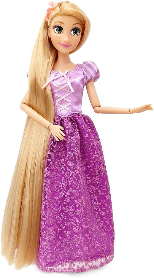 Disney Store Official Princess Classic Doll (Rapunzel from Tangled), 11 Inches, Includes Brush with Molded Details, Fully Posable Toy in Classic Outfit - Disney Princess Toys