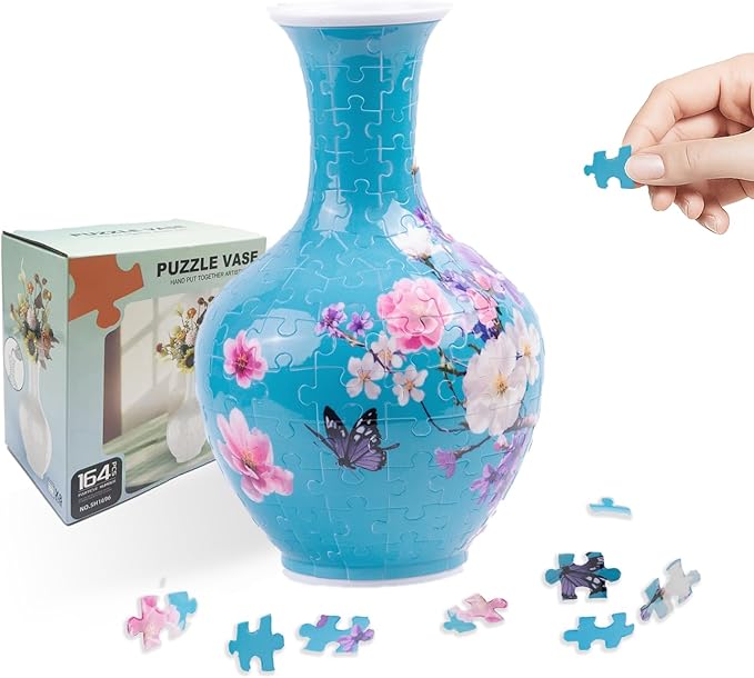3D Puzzle Vase for Adults, 164 Piece Unique Flower Vase, Crafts for Adults, Home Decor Gift for Flower Arrangements