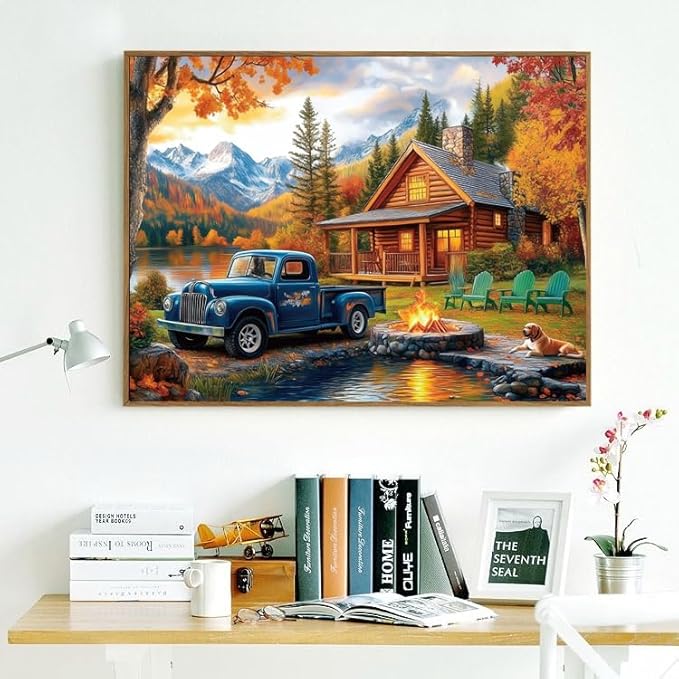 500 Piece Puzzles for Adults Blue Pickup & Cottage 20.5 x 15 Inch 500 Piece Jigsaw Puzzles for Adults Puzzles 500 Pieces for Adults Educational Challenge Puzzle