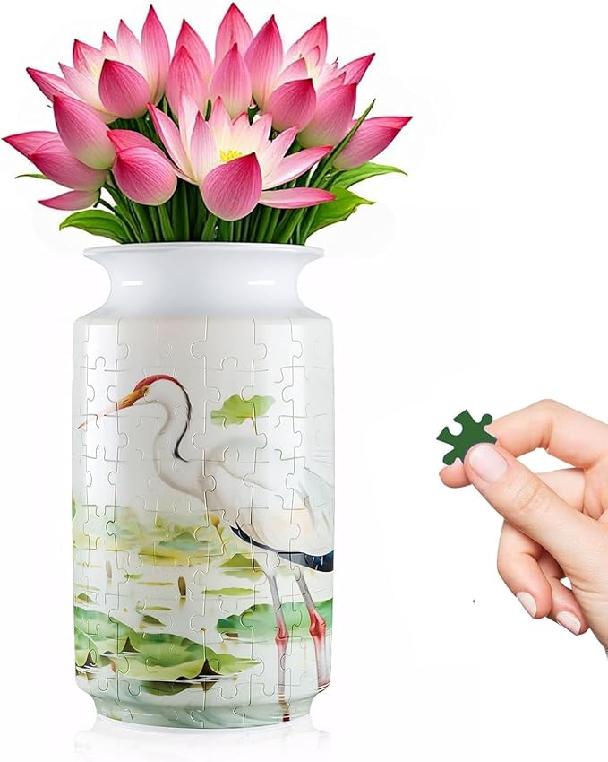 3D Puzzle Vase, 162 Curved Pieces DIY Flower Vase Craft Kit & 3D Puzzles for Adults, Creative Jigsaw Art Project Home Décor Centerpiece, (D-Jade Bamboo)