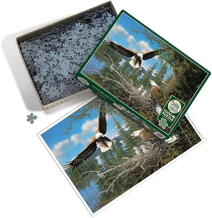 Cobble Hill 1000 Piece Puzzle - Nesting Eagles - Sample Poster Included