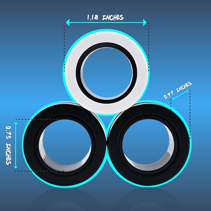 Cevioce Easter Basket Stuffers,3 PCS Magnetic Rings Fidget Toys Set for Adults Boys Teens,ADHD Anxiety Fidget Spinner Magnetic Ring Stress Relief Toy Kids Birthdays Gifts for 8 9 10 11 12+ Year Old