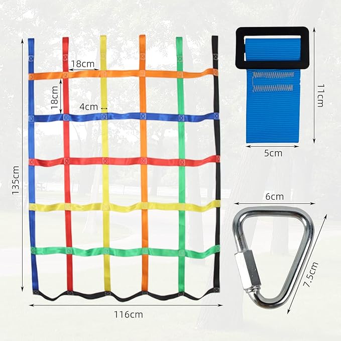 Climbing Net for Kids Outdoor,Climbing Cargo Net Kids Playground,Ninja Line Accessories For Ninja Warrior Obstacle Course For Kids,Climbing Rope Ladder for Ninja Slackline&Jungle Gyms Backyard