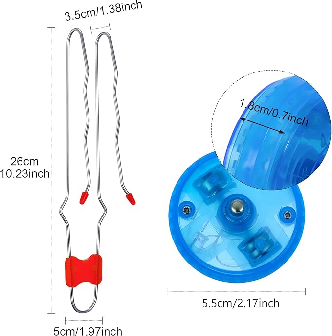 Sumind 6 Pcs Magnetic Gyro Wheels Toy Retro Light up Gyroscope Rails Twirler Easter Gyroscope Gift Kid Sensory Trick Yoyo Sensory Fidget Toys for Boy Girl(Wave Rail,Blue, Red)