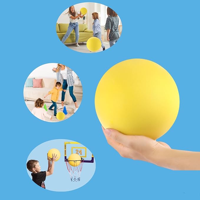 7Inches Uncoated Silent Foam Ball, Sponge Kickball,Dodgeball for Indoor Activity & Play