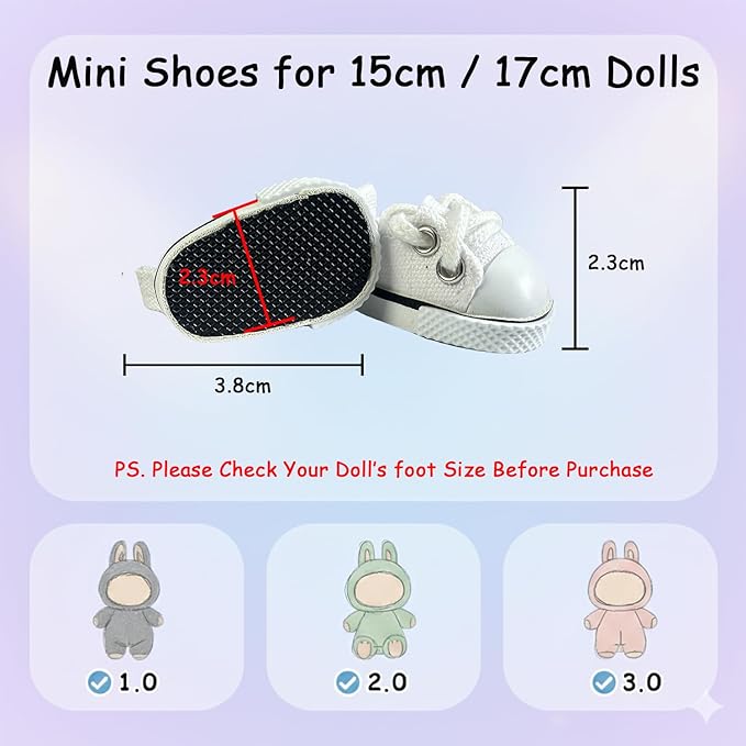 3pcs Lububu Doll Accessories Set Included Mini Glasses, Shoulder Bag and Canvas Shoes, Dress Up Accessories Replacement for 17cm Doll (Shoulder Bag - Sliver)