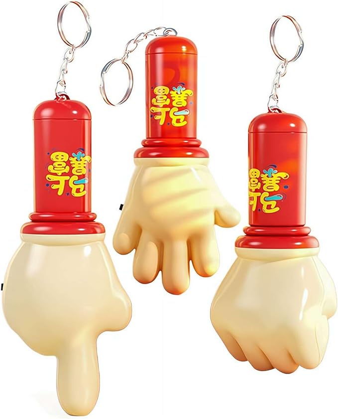 Funny Hand Prank Toy with Sound, Realistic Fist Design Novelty Gag with Hilarious Sound Effect Device, Cool Joke Gadget for Teen Boys Men Birthday Stocking Stuffer, White Elephant Gifts (3PC Red)