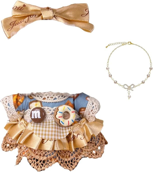 Used for Labubu Doll Outfit Clothes Designer Set,Compatible with Labubu Clothe Accessories for Doll (Bow donut-0425)