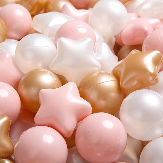 TRENDPLAY Star Ball Pit Balls for Toddlers -50 100 200 Count Star Balls Different Shapes, Non-Toxic Plastic Balls for Safe Play, Boys Girls Festival Party Decoration