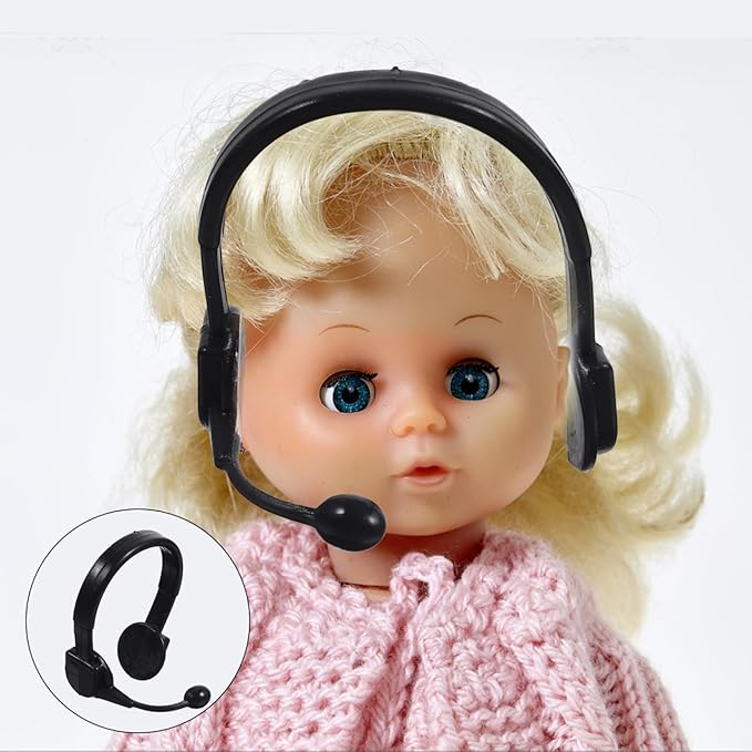 TOYANDONA 50pcs Little Yellow Headphones Mic Ear Phones Plastic Doll Cosplay Headphones Mini Headset Decors Doll Crafts Headset Decorations Dress up s Baby Accessories Toy