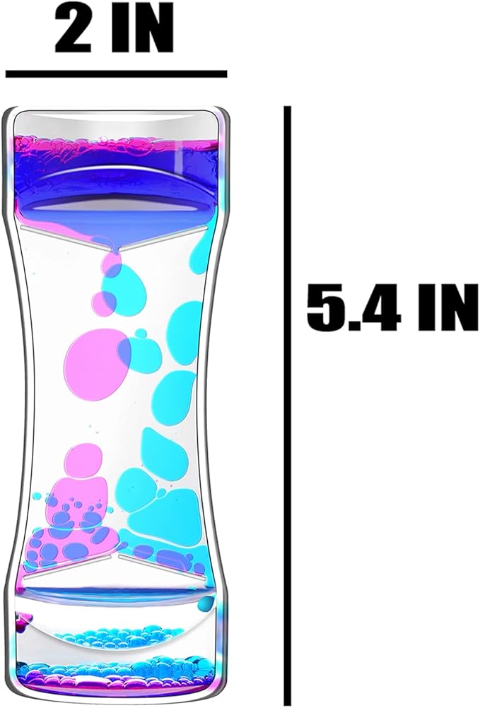 FKYTION Liquid Motion Bubbler Timer Pack of 2 Great Desktop Colorful Hourglass Liquid Bubbler Small Calming Relaxing Toys Sensory Anxiety Autism ADHD Fidget Toys