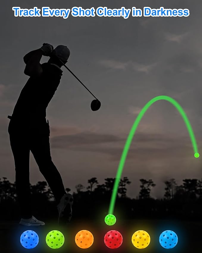 HOTWIND 6 Pack Glow in The Dark Backyard Golf Balls 3" Replacement Practice Balls with Storage Bag Fun Night Golfing Gift for Men Women Family Outdoor Party Play