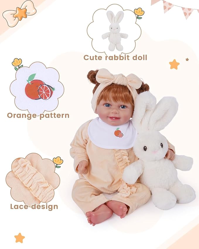 BABESIDE 8 PCS Reborn Baby Doll Clothes Set with Bassinet for 17-22 Inch Dolls Babys Doll Clothes Outfit Accessories fit Baby Doll Girl Boys, Yellow