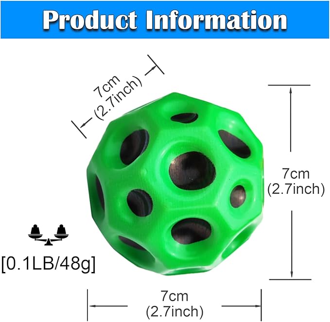 6 Pack Astro Jump Ball, Multicolored Spaceballs, Super High Bouncing Lightweight for Children, Bouncy Balls, Jumping Toy for Stress Relief