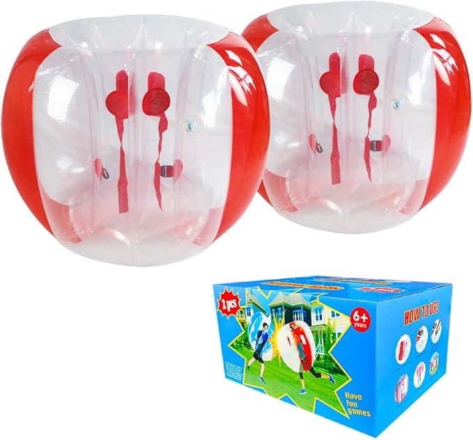 ZHUYNXIR 2 PC Sumo Ball for Adults, Bumper Bounce Balls for Kids, Inflatable Bounce Ball for Kid, Body Zorb Ball for Kids Outdoor Team Gaming Play (48 in,Red+Red)