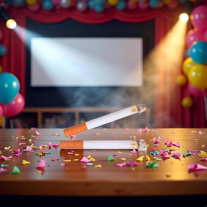 2Pcs Fake Cigarette Props for Pranks, White Rubber, 17 x 11 cm, Joke Trick Prank Props for Bar Party Movie Theater