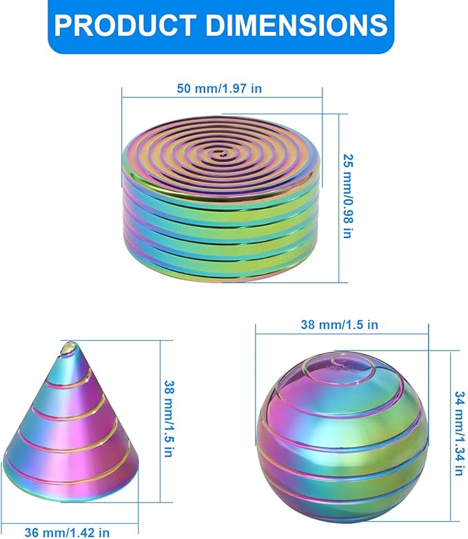Kinetic Spinning Desk Toys, Fidgets for Anxiety and Stress for Adult Teen Cool-Stuff, Party Gifts for Christmas & Halloween (Circular/Cylindrical/Conical)