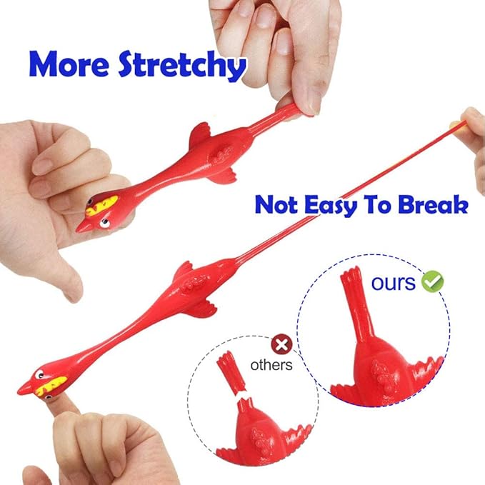 Slingshot Chicken Rubber Chicken Flick Chicken Flying Chicken Flingers Stress Gag Toys, Rubber Chicken Slingshot Funny Christmas Stuffers Easter Chicks Novelty Gifts for Kids (Red 30 Pcs)
