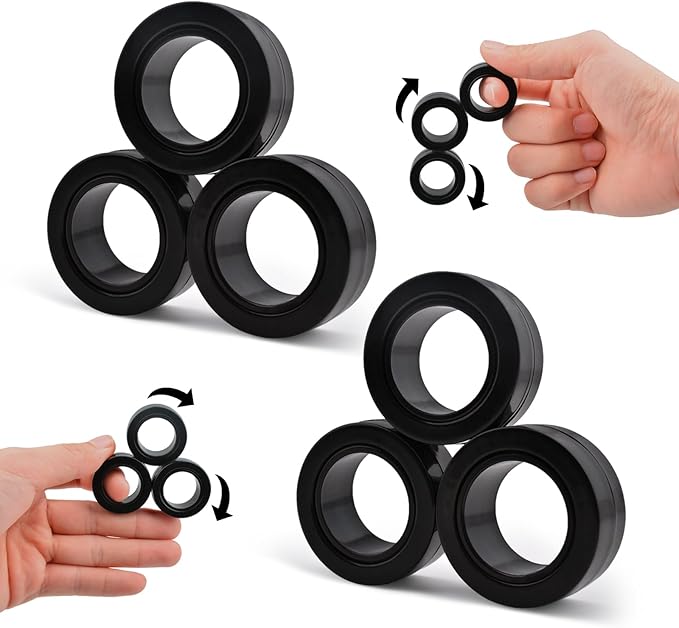 Cevioce Easter Basket Stuffers,6 PCS Magnetic Rings Fidget Toys Set for Adults Boys Teens,ADHD Anxiety Fidget Spinner Magnetic Ring Stress Relief Toy Kids Birthdays Gifts for 8 9 10 11 12+ Year Old