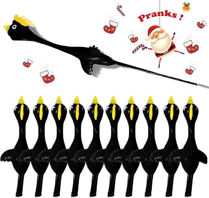Slingshot Chicken Rubber Chicken Flick Chicken Flying Chicken Flingers Stress Gag Toys, Rubber Chicken Slingshot Funny Christmas Stuffers Easter Chicks Novelty Gifts for Kids