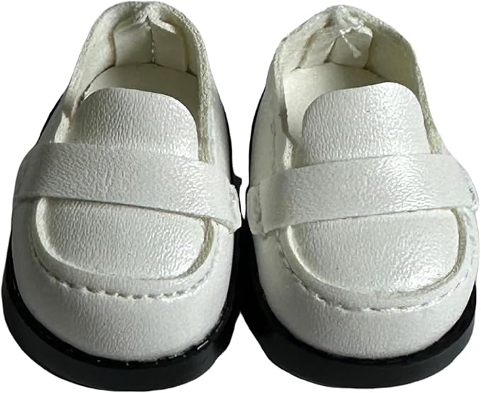 Premium Doll Shoes for Lububu, 15cm 17cm Dolls Accessories, Mini Leather Shoes Fashion Dress Up Doll Shoes Replacement (1, Loafer - White)