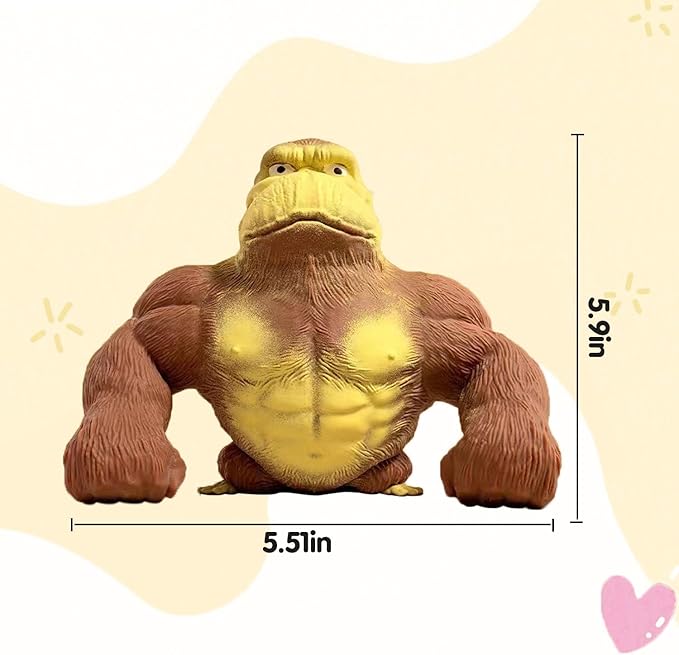 Stretchy Monkey Fidget Toy - Funny Brown Gorilla Stress Relief Toy, Squeeze and Decompress, Easter Gift for Kids and Adults