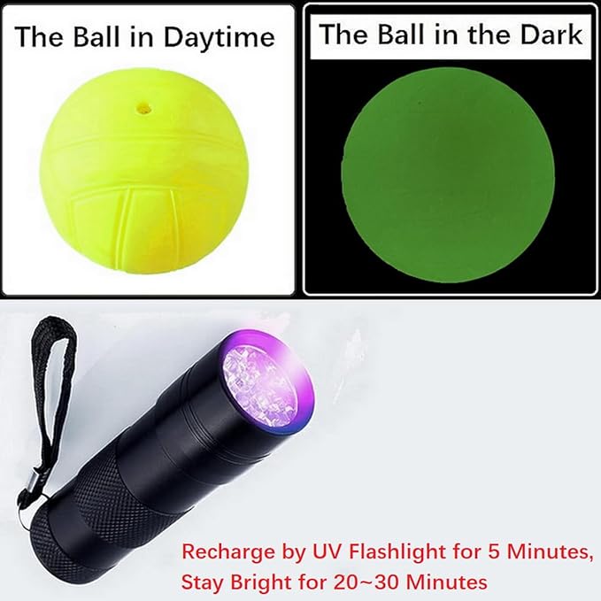 Spike Replacement Balls, Roundnet Game Extra Balls, Glow in The Dark Ball, Lawn Beach Water Pool, Yard Pong Bucket Toss Game Ball - Play at Night, Light Up for 20-30 Minutes