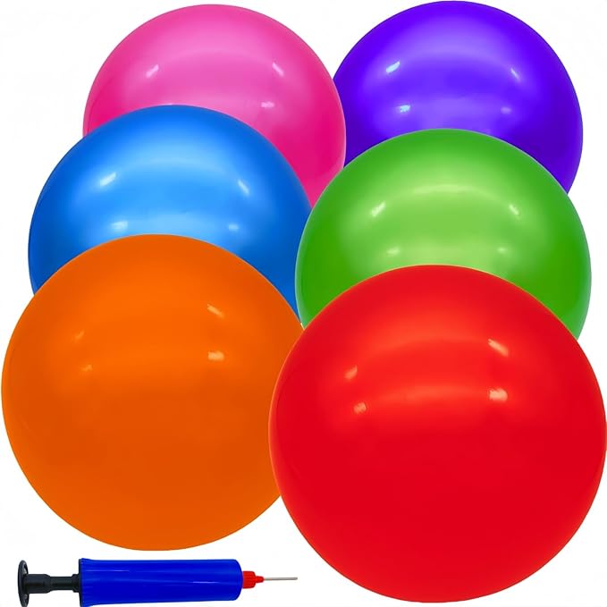 6 Pcs Playground Balls for Kids, 9 Inch Inflatable Bouncy Balls with Pump for Kickball, Dodgeballs, Indoor Outdoor Play Balls