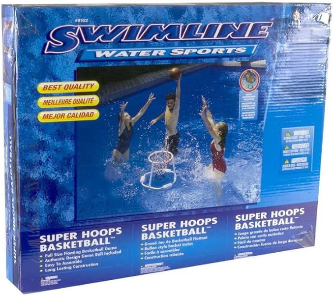 SWIMLINE Pool Basketball Hoop Floating Or Poolside Game With Real Feel Net & Float Foam For Kids & Adults Swimming Splash Super Hoops With Water Basketball Pools Toy Outdoor Summer 9162